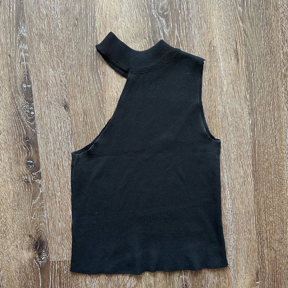 One shoulder black sweater tank, XS.